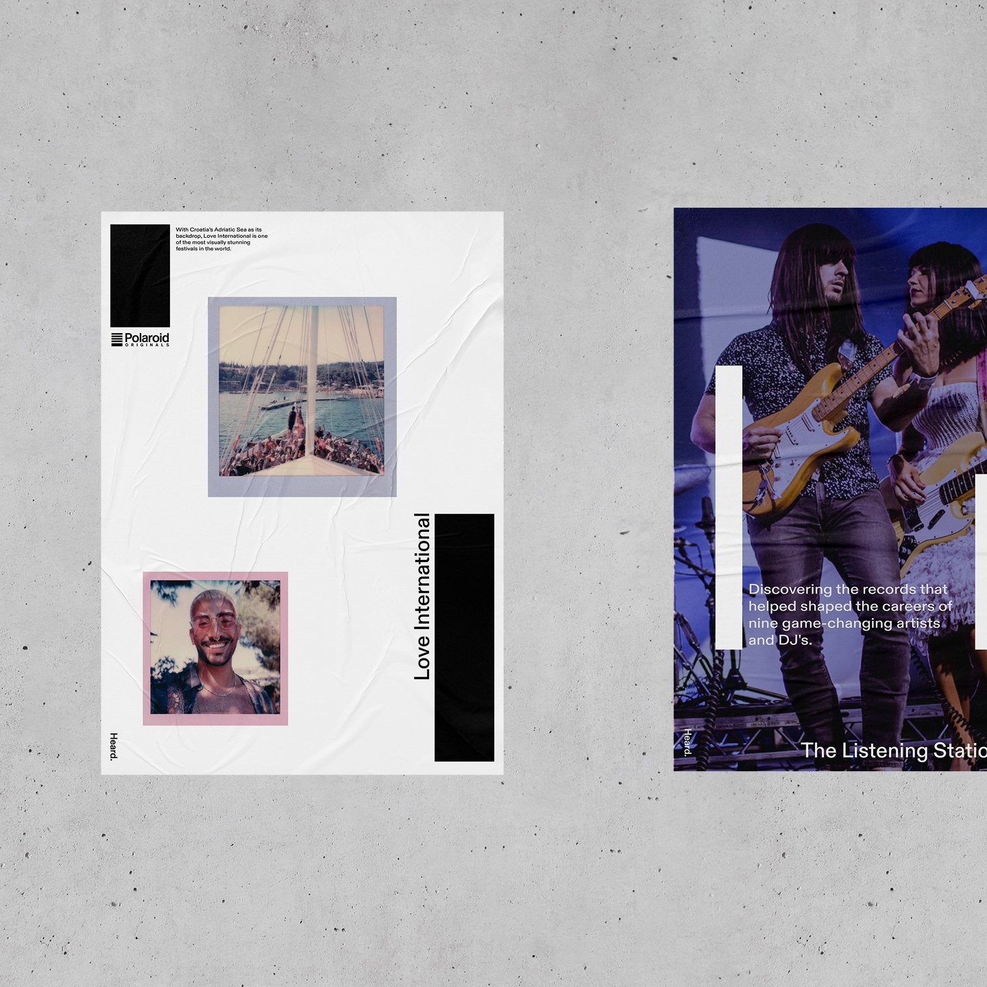 Love International and Listening Station posters