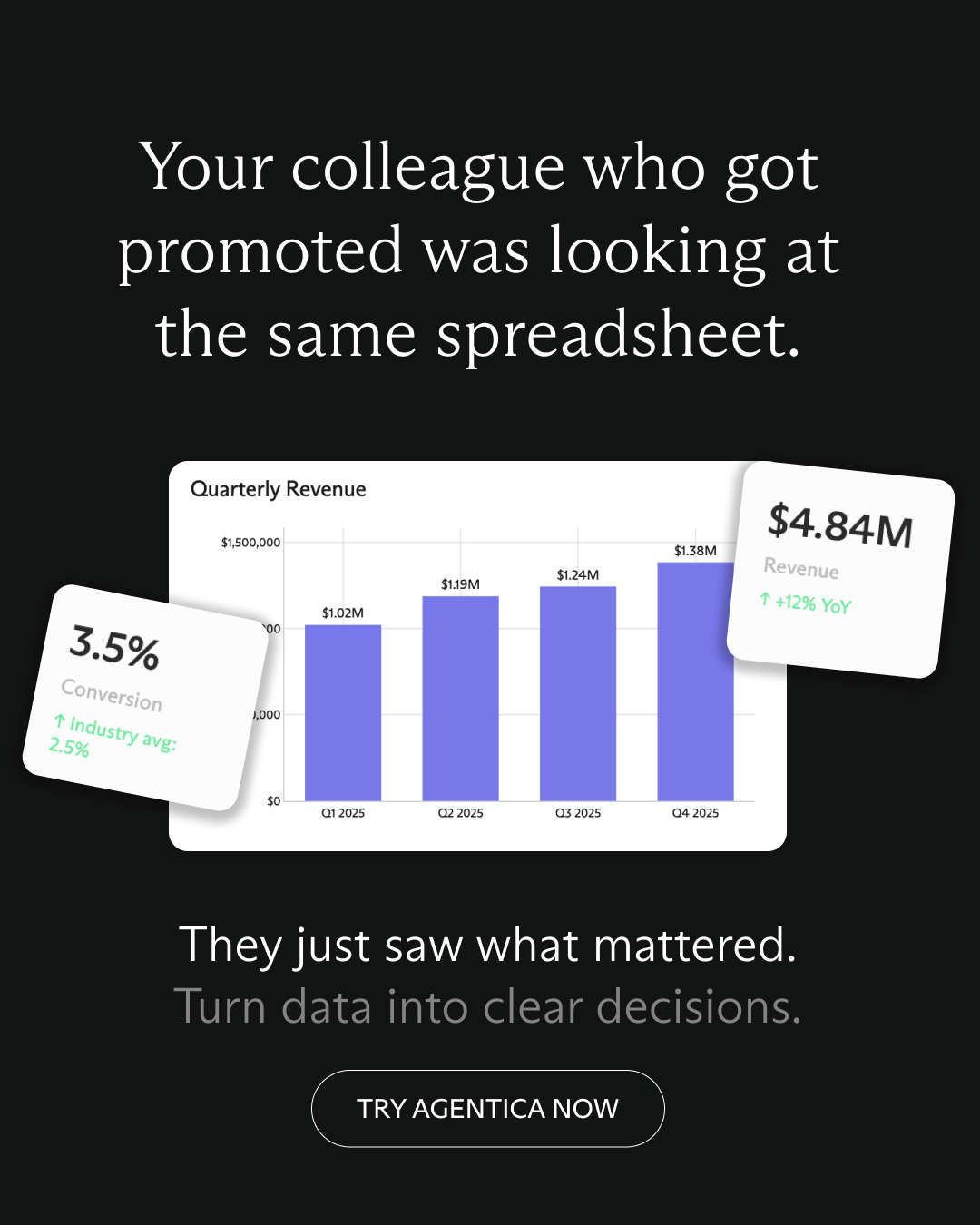 Static ad: colleague three steps ahead